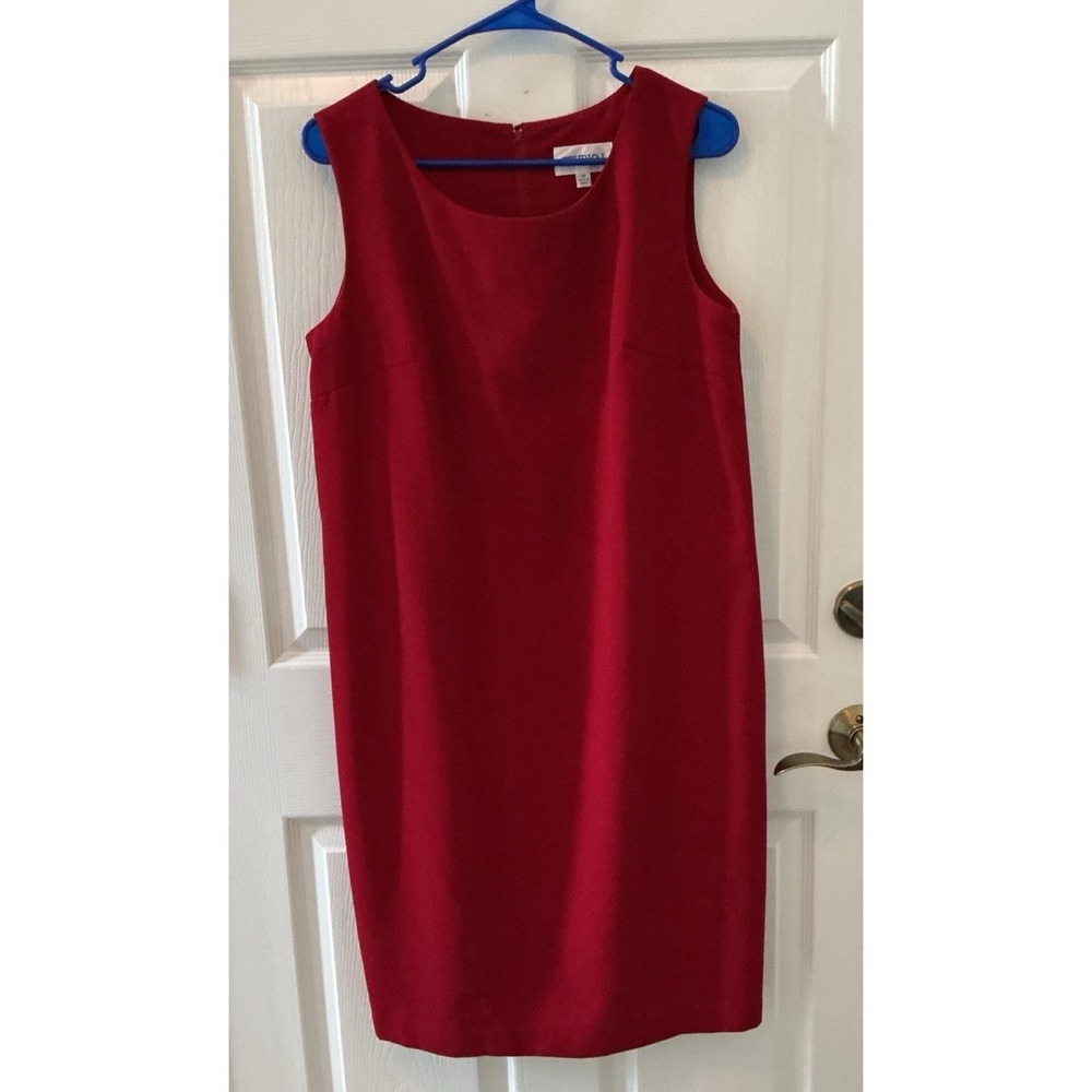 Studio 1 Classic Red Sheath Dress Sleeveless SZ 14 Classic Opaque